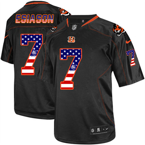 Men's Elite Boomer Esiason Nike Jersey Black - #7 USA Flag Fashion NFL Cincinnati Bengals